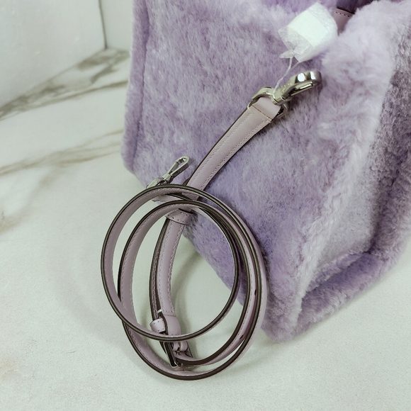 NWOT Kate Spade Ellie Lavender Purple Faux Fur Small Tote Bag - Picture 13 of 16